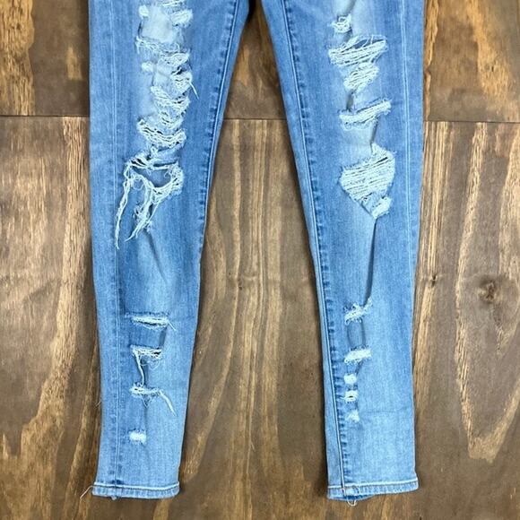 American Eagle Womens Jeans Blue Denim Mid Rise Jegging Distressed Stretch 6 - Picture 3 of 12